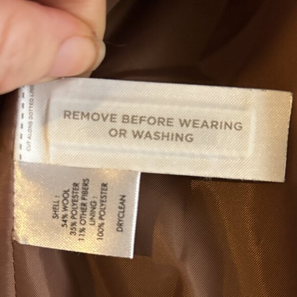 LOFT Wool Buffalo Check Double Breasted Navy/Gold Swing Coat - Picture 9 of 12